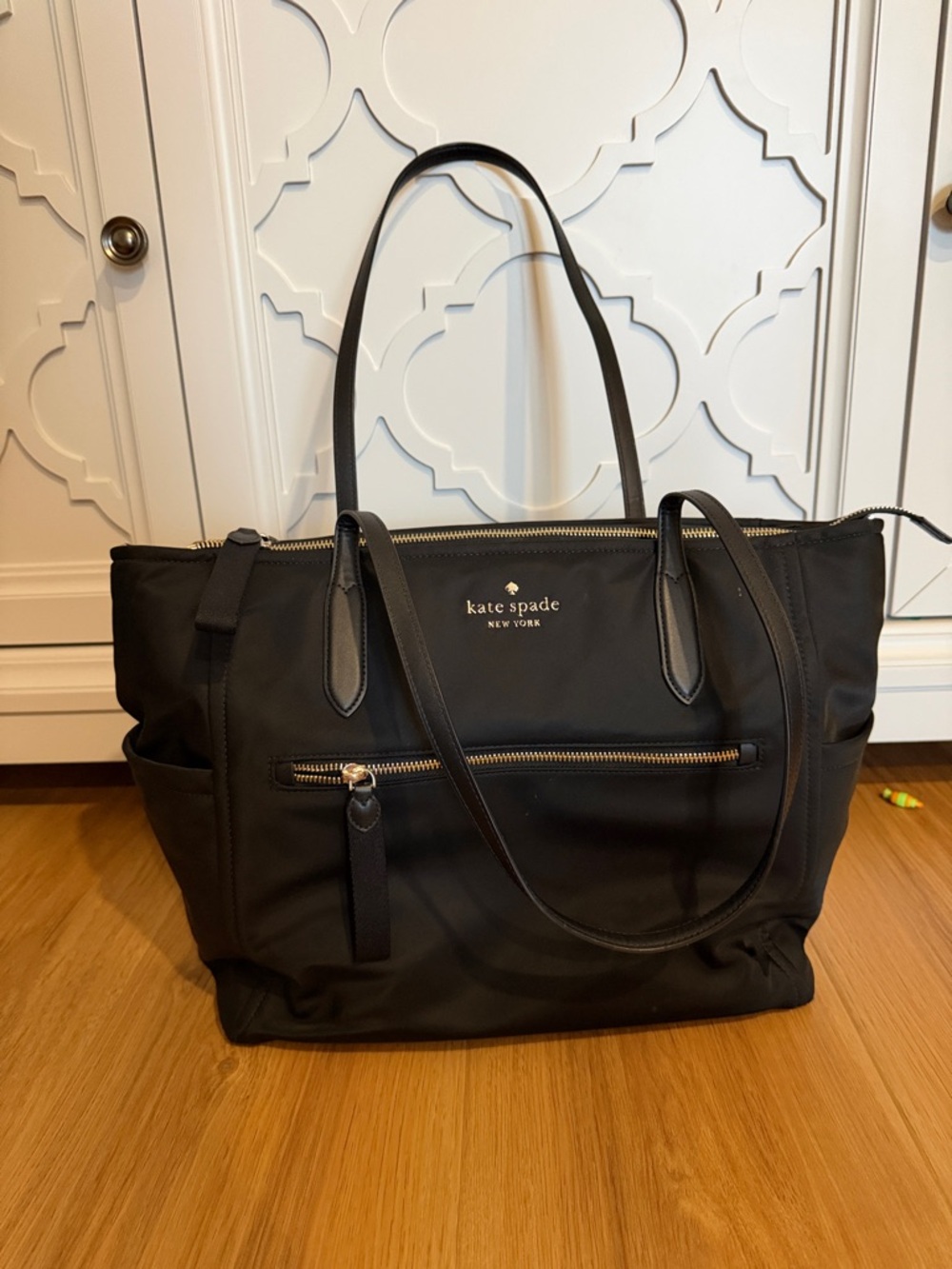 Kate Spade black nylon tote with gold hardware / diaper bag